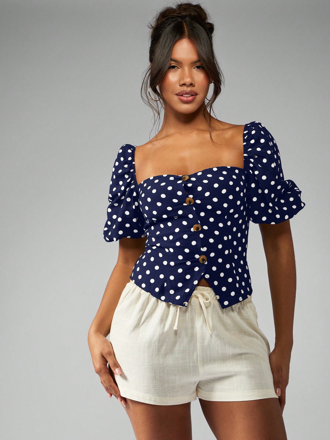 rosy monster cupcake blouse ネイビー Spring Autumn Women's Long-sleeved Blouse Rose Flower Shirt
