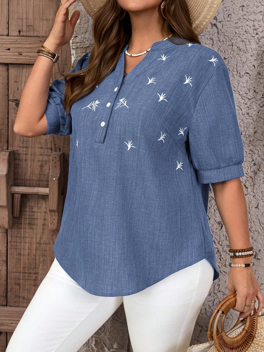 EMERY ROSE Camisa de manga corta talla grande, de moda para el verano