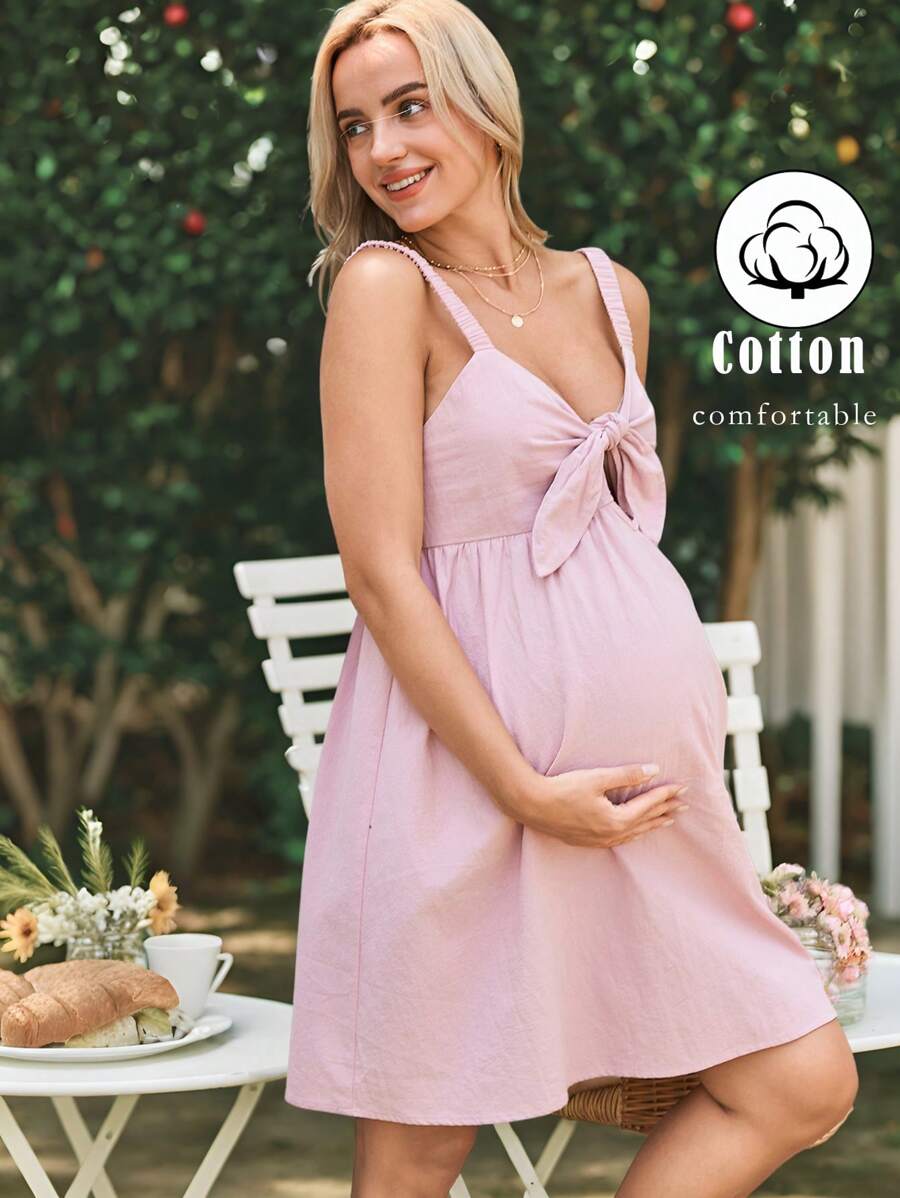 SHEIN Vestido casual de verano para mujeres embarazadas de unicolor con tirantes