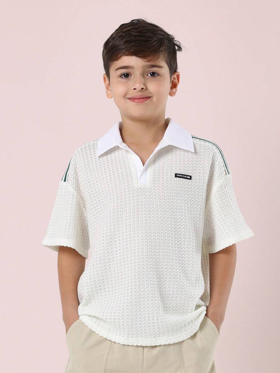 SUMWON Camisa Polo de Manga Curta Texturizada de Alta Qualidade para Jovens, Desempenho Atlético, Tênis, Golfe, Uniforme Escolar, Esportes de Verão, Casual com Gola