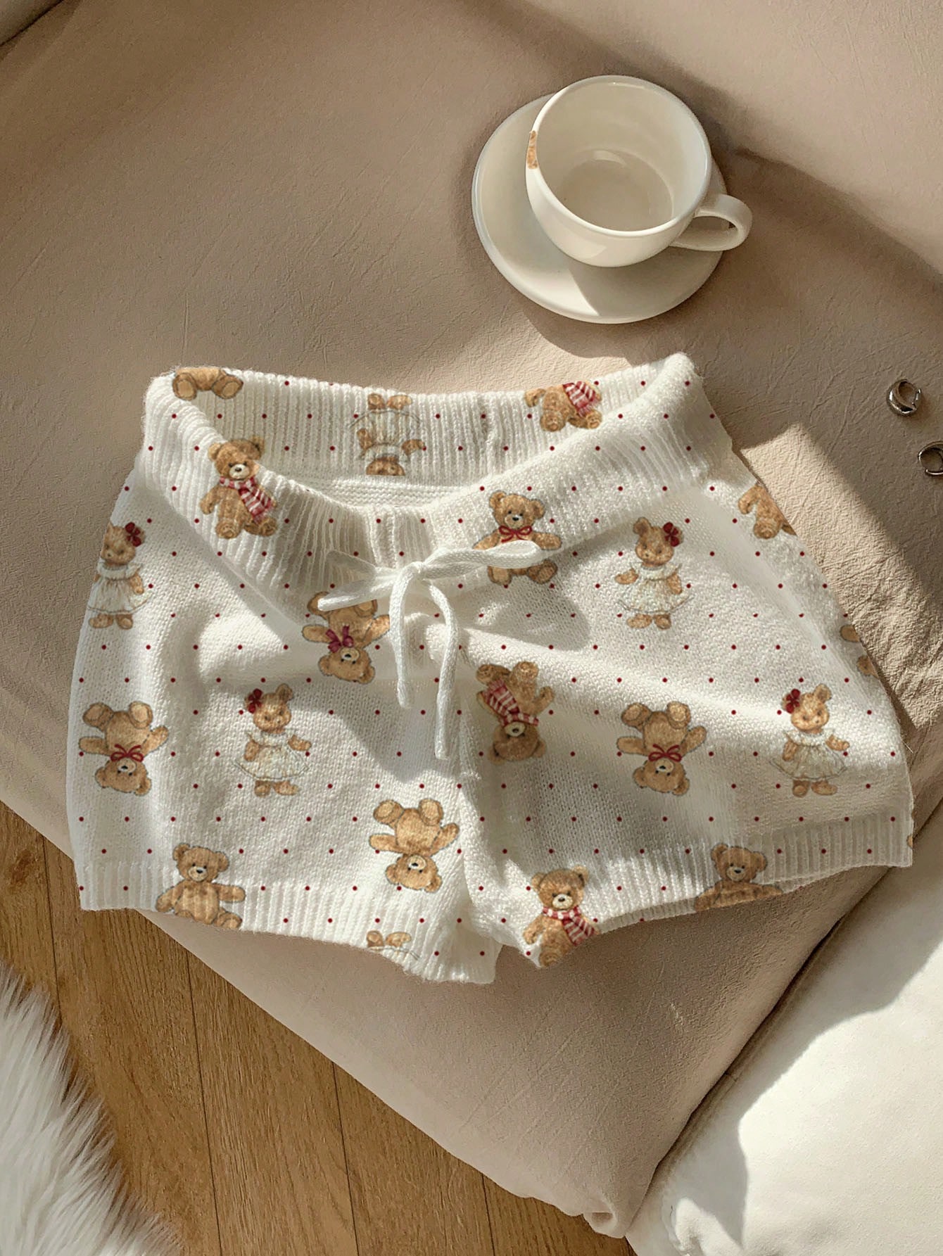 Comfortcana Pantaloni scurți mini pentru femei, casual, cu imprimeu de ursuleți drăguț, mulați, potriviți pentru vară