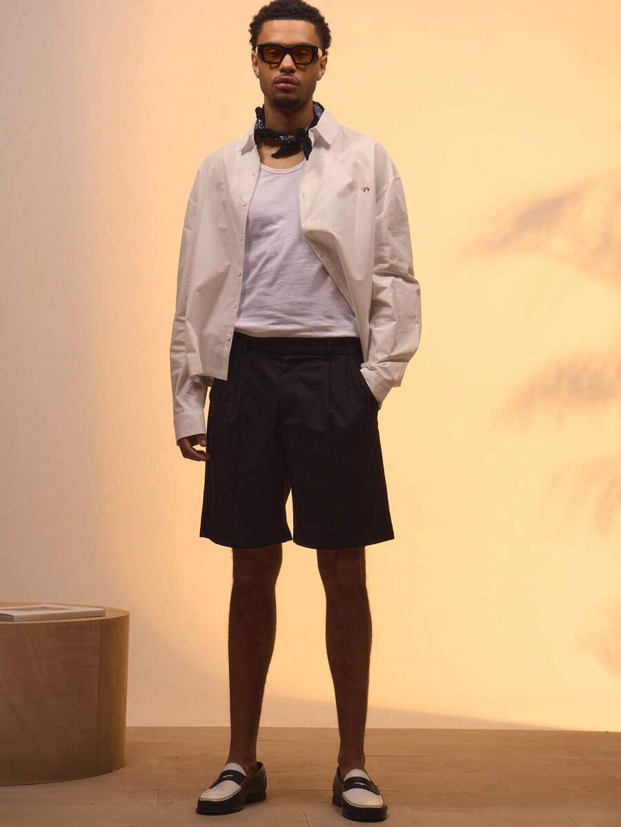 Musero Casual Smart Street Style Tailored Buckle Detail Shorts For Summer Holiday Vacation