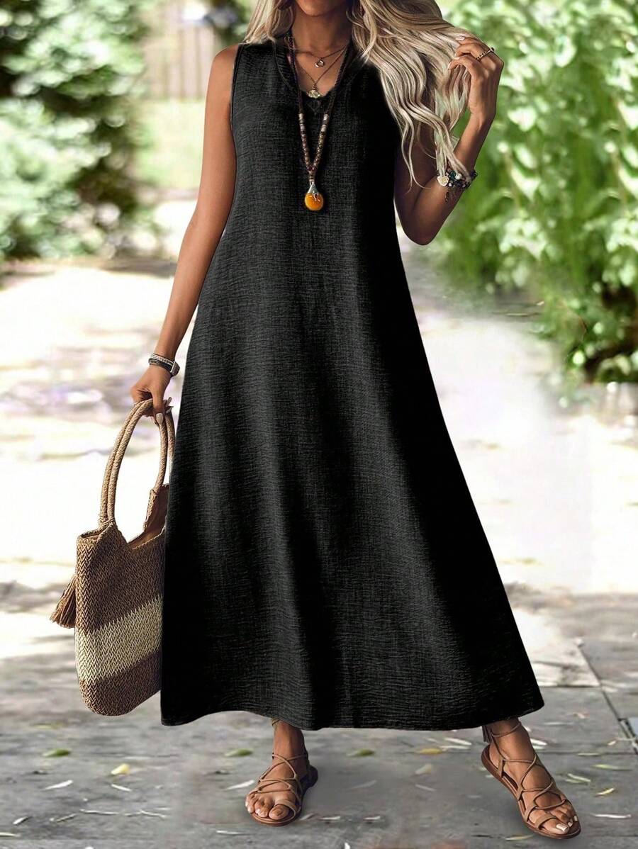 Vestido sencillo de talla grande para uso diario