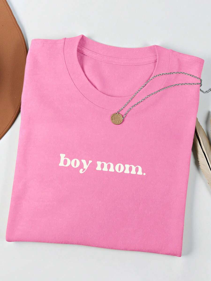 INAWLY T-shirt casual e ampia da donna con stampa a lettere, collo tondo, maniche corte, ideale per la Festa della Mamma, per l'estate