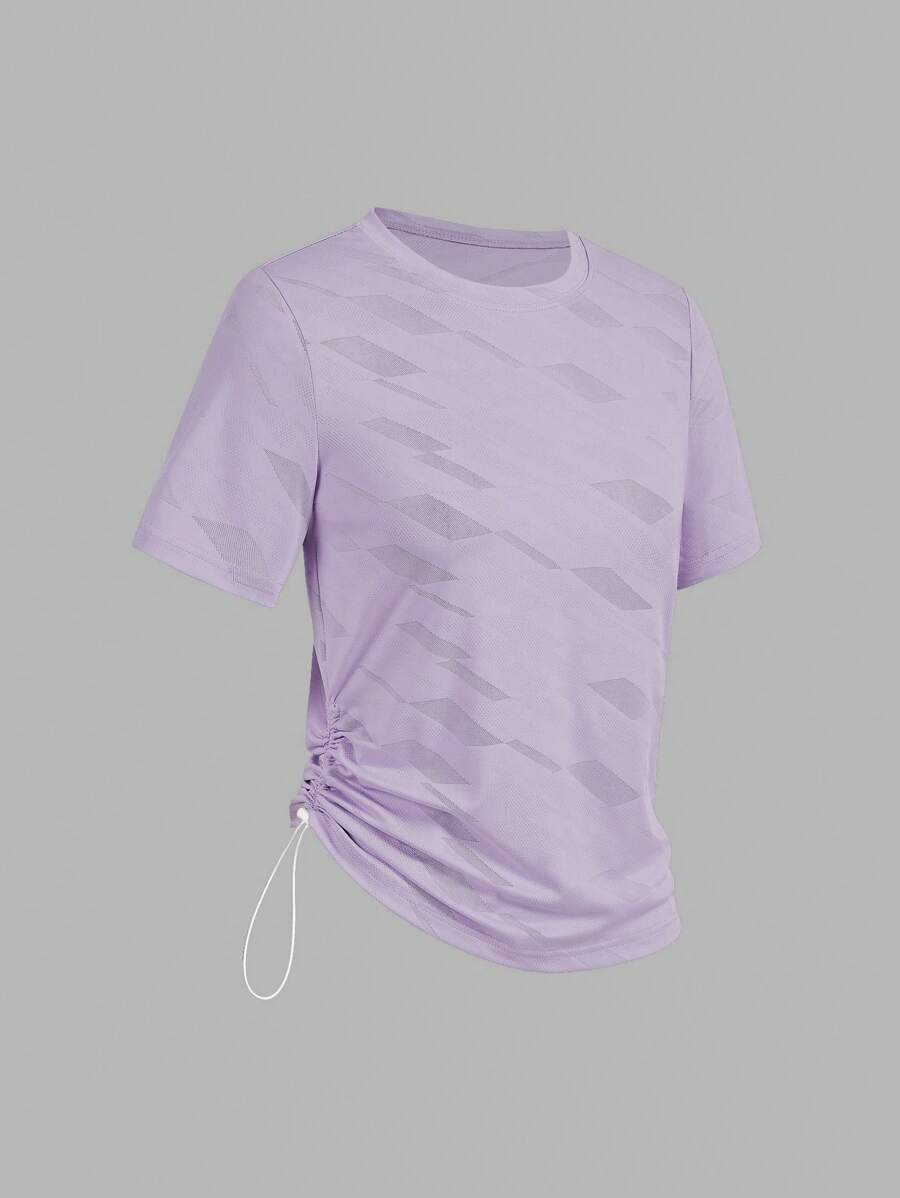 SHEIN Sport Gameset maglietta sportiva casual semplice con coulisse in jacquard