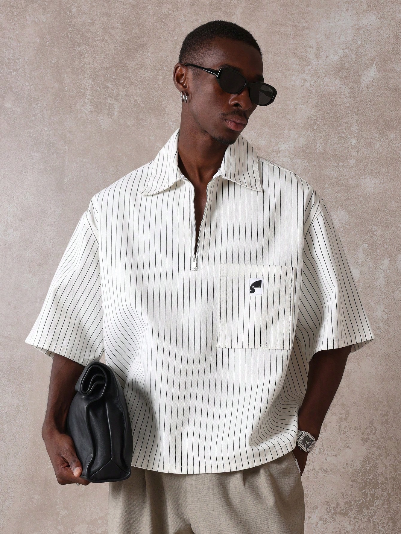 PARTIMENTOのPinstripe Roll Up Half Shirt 33701269245dede78c2eb36a67bdf3