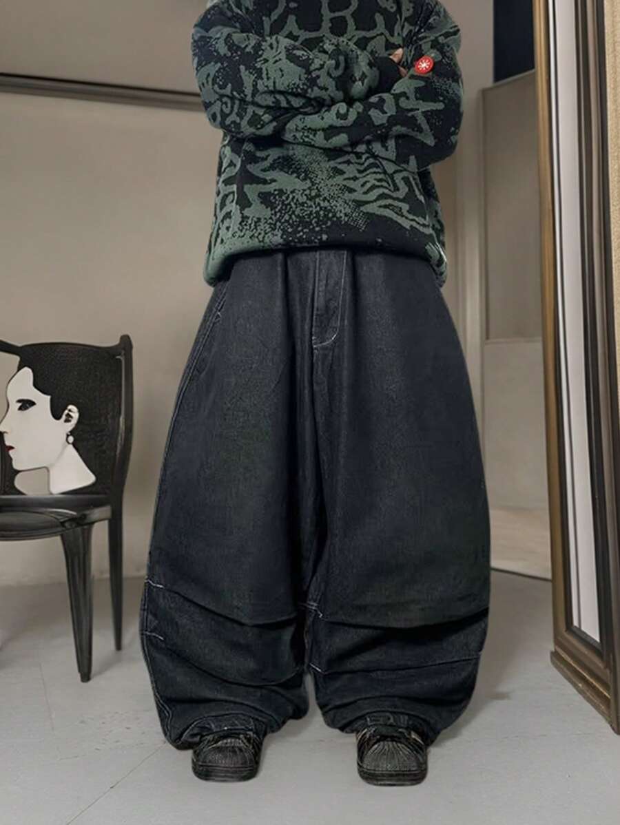 Manfinity Hypemode Jeans holgados y acampanados de tiro alto lavados para hombre