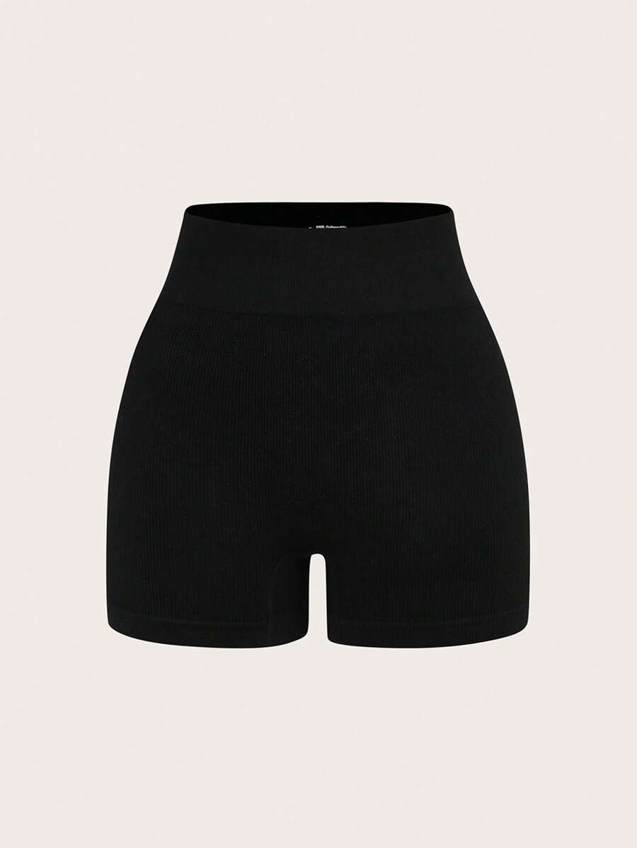 SHEIN BASICS Pantaloncini sportivi casual a maglia senza cuciture di colore unito
