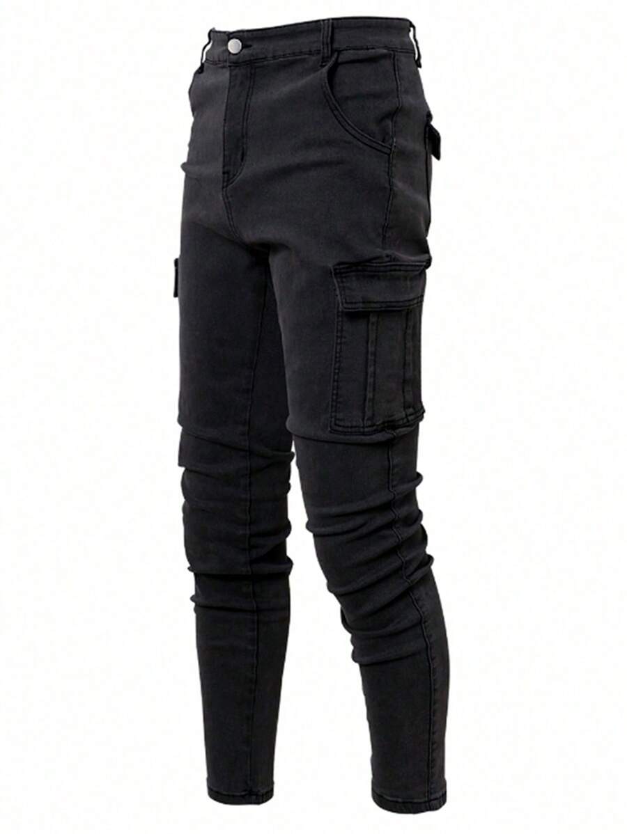 Manfinity LEGND Jeans casuales de color liso para hombres de talla grande, adecuados para el verano