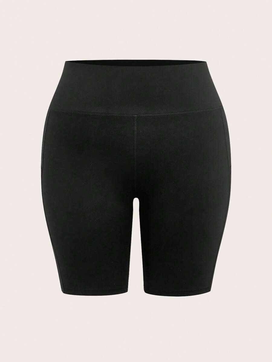 SHEIN BASICS Plus-size effen gebreide casual sportkleding getailleerde shorts