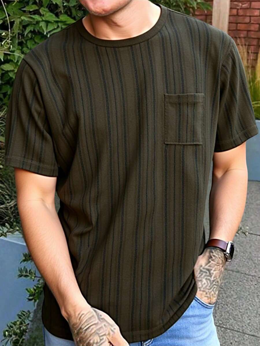 RueChic T-shirt régulier pour hommes en tissu doux et mode, avec poche