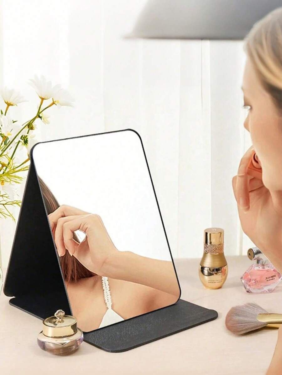 SHEIN 1 Stück faltbarer, tragbarer Desktop-Hochglanz-Prinzessinnen-Kosmetikspiegel, ideal für Studentenwohnheime in kleiner Größe, Schminkspiegel, Heim-Dekoration für Wohnzimmer, Schlafzimmer, Badezimmer, Reisezubehör, Hochzeit, Party, Geburtstag, perfektes Geschenk für Freund, Mama, Papa, beste Freunde, Lehrer, Neujahr, Zubehör, lustiges Geschenk