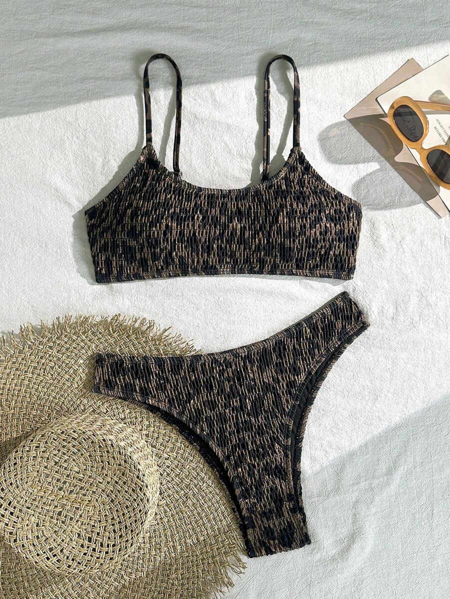 Swim Vcay Mejor Vendido Conjunto De Bikini Tri Ngulo Con Cuello De Halter Volantes Y Estampado