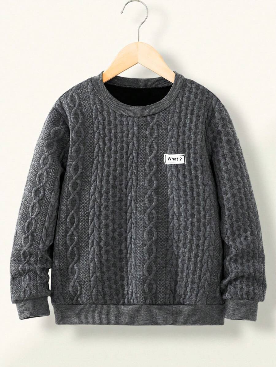 SHEIN Tween Boy Basic Casual Textured Half-Turtleneck Sweatshirt