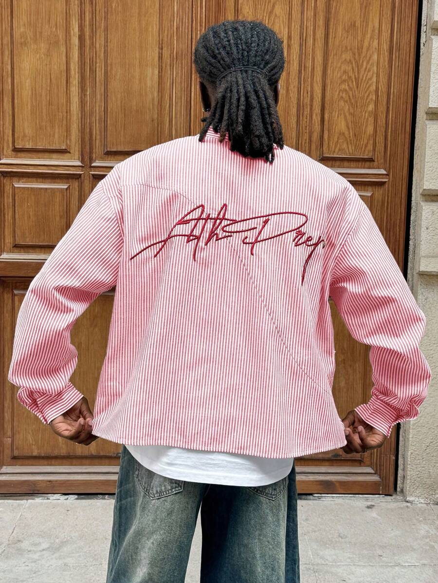AXEPEAK Camisa holgada de manga larga con rayas, inspirada en la moda callejera