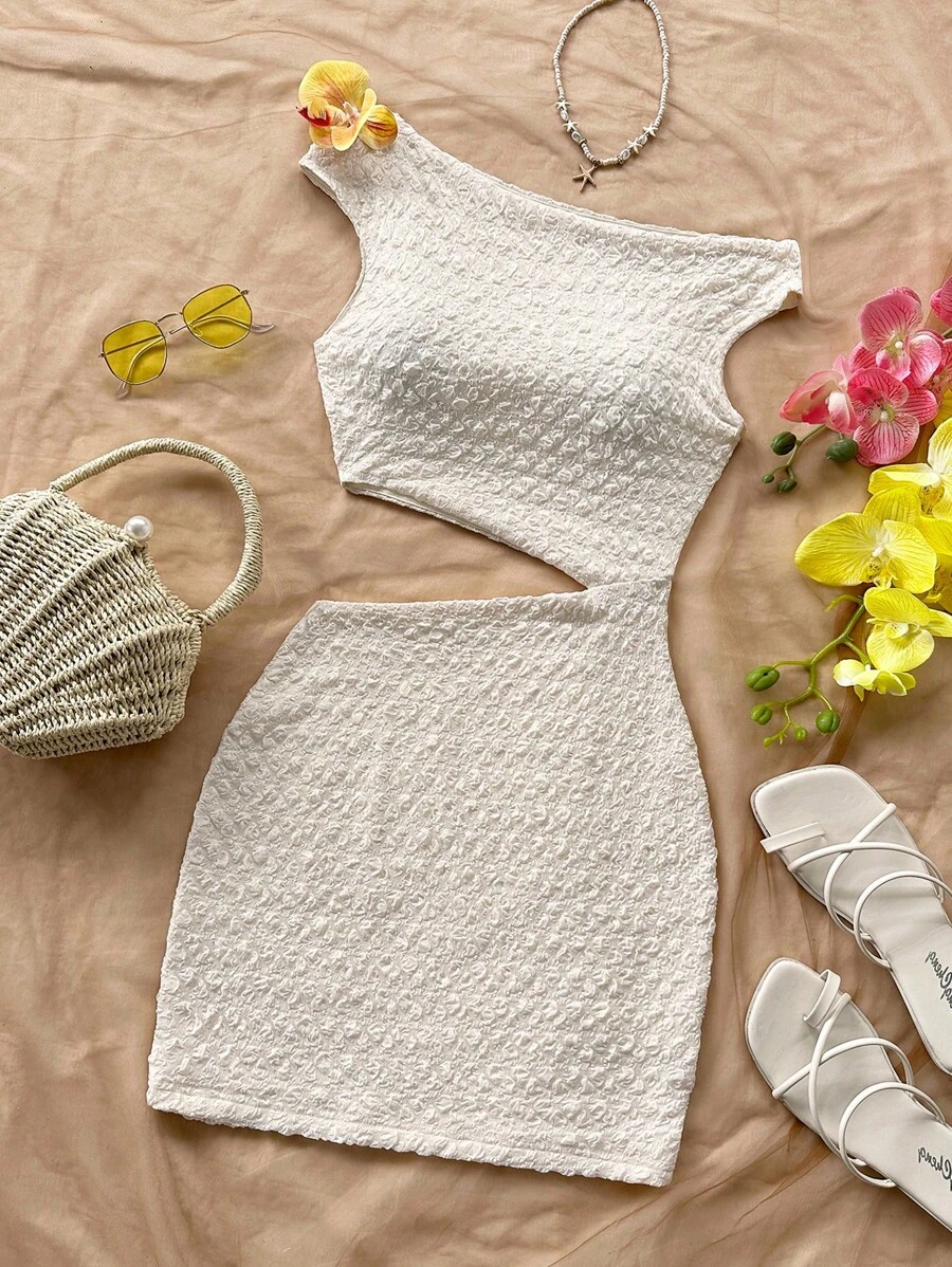 Soleia Abito da donna semplice e traforato, in stile vacanziero