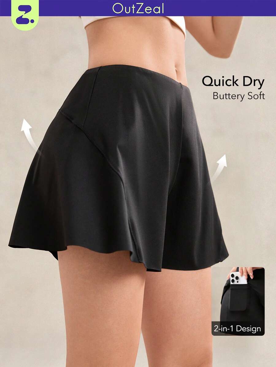 OutZeal Gonna sportiva con pantaloncino interno in nylon tecnico ad assorbimento di umidità, morbida al tatto, con vita alta e tasche, adatta per il tennis e l'uso quotidiano