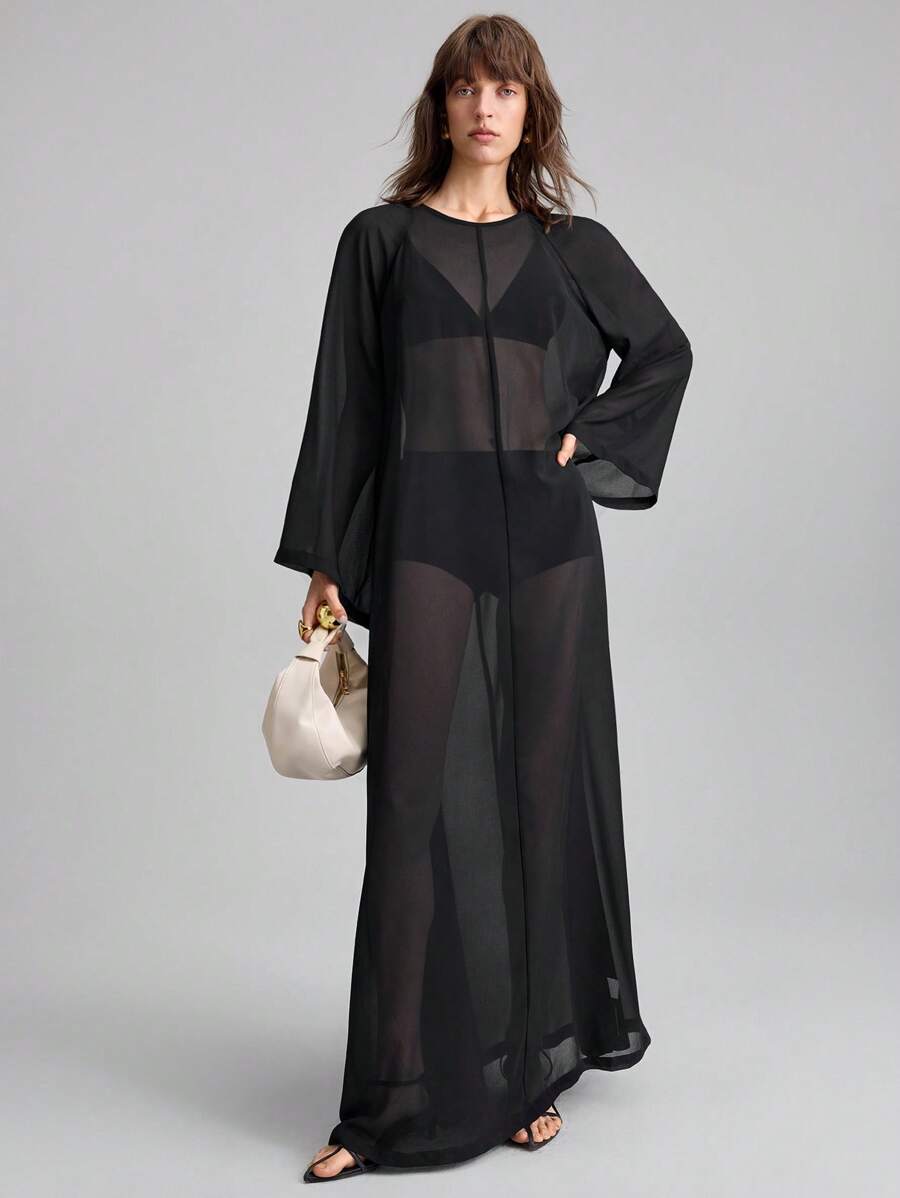 Ontre Vestido transparente de unicolor sexy para mujer