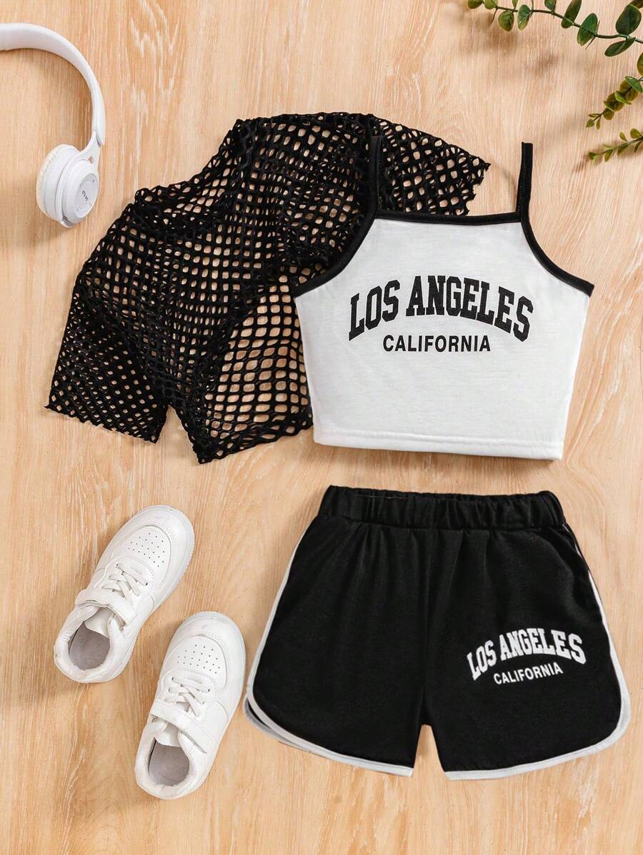 Summer Sporty Leisure Comfortable And Cool Minimalist Outfit For Young Girls'