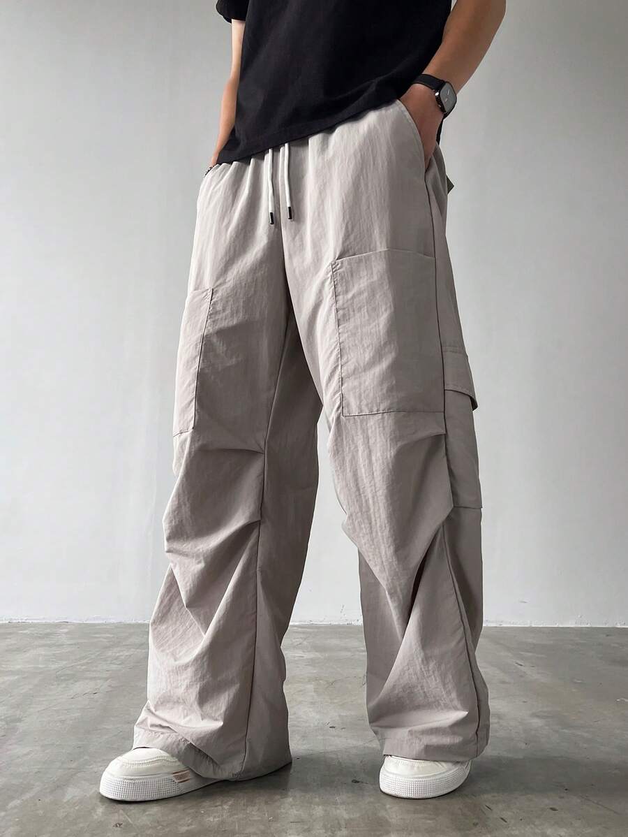 Manfinity Streetrush Pantalones cargo casuales sólidos y holgados para hombre