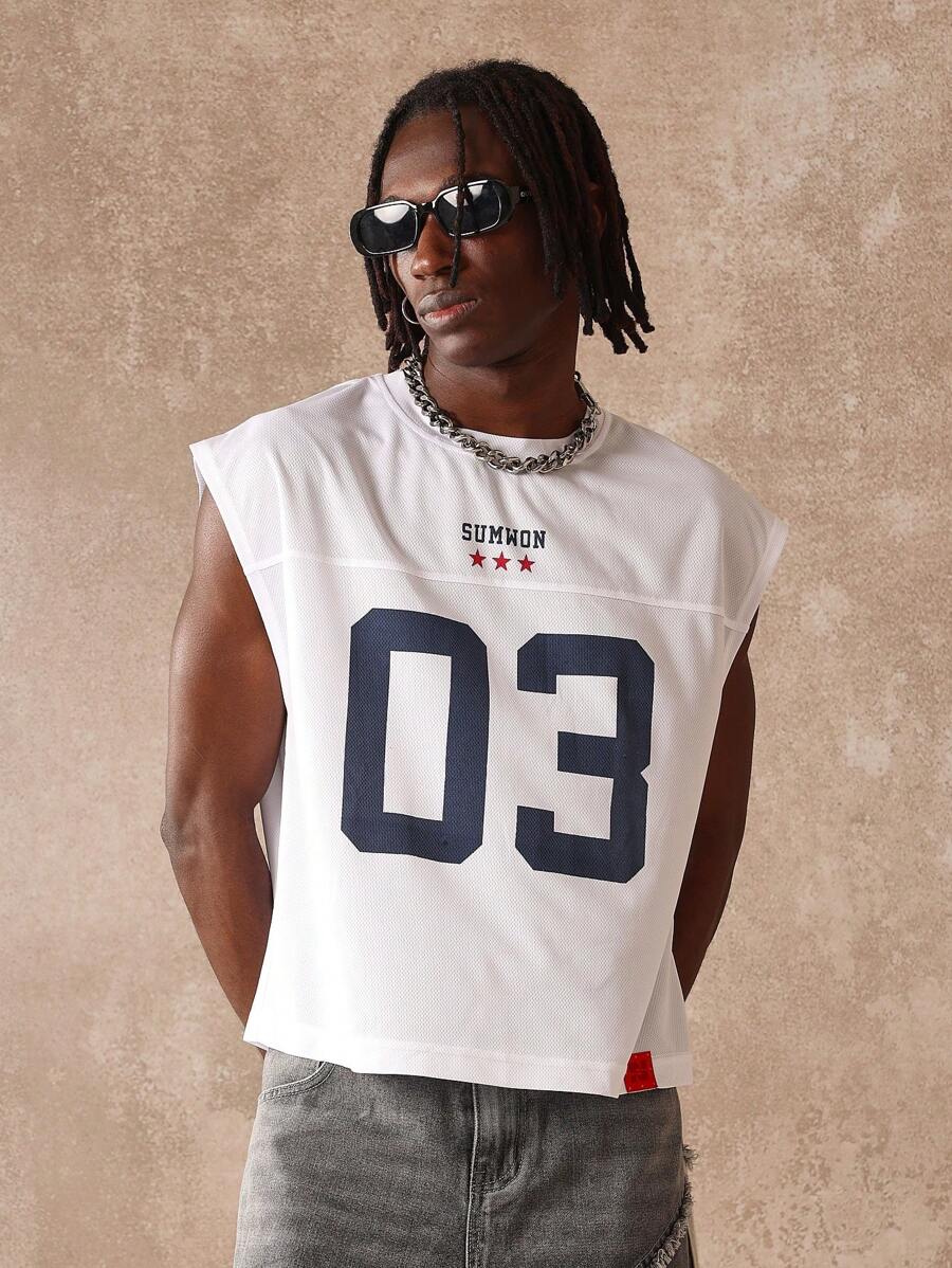 SUMWON Athletic Basketball Sleeveless Jersey Tank Streetwear Varsity Training Workout Performance Tank Top Summer Sport Mesh Gym Fitness Wear