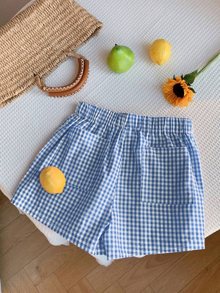 Comfortcana Shorts casual estivi da donna, con vita elastica, fantasia a quadri, larghi, con tasche, taglie forti