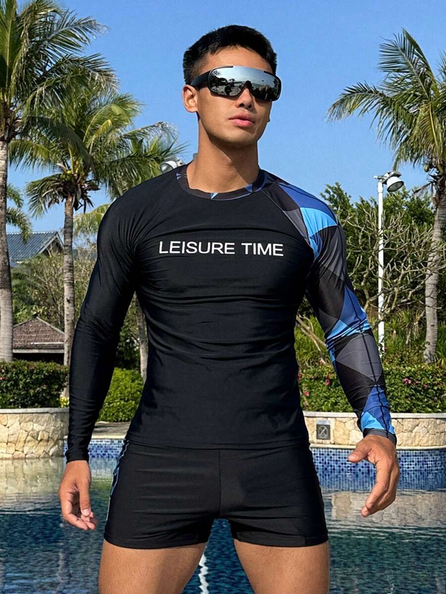 DAZY Trajes de baño con estampado de letras y protección solar, adecuados para primavera/verano