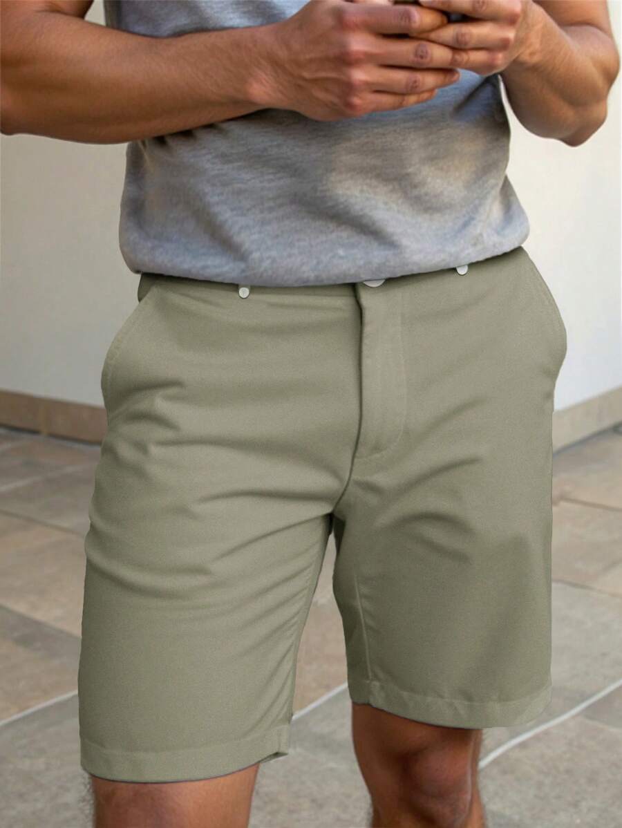 Manfinity Homme Pantaloncini casual da uomo a gamba dritta, di colore unito