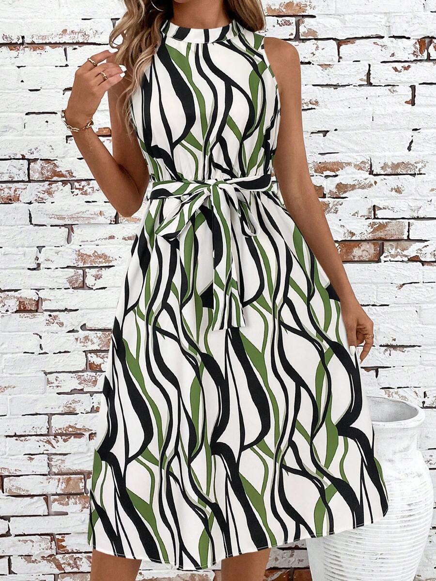 SHEIN Clasi Women's Sleeveless Full Print Casual Midi Dress For Summer Vacation,Dresses For Women Summer