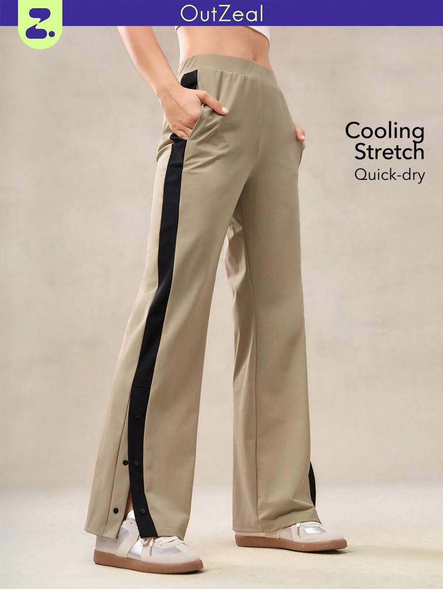 OutZeal Pantaloni da donna con gamba dritta, leggeri, stretch, ad asciugatura rapida, con blocchi di colore, tasche con chiusura lampo, adatti per all'aperto e uso quotidiano, morbidi come seta