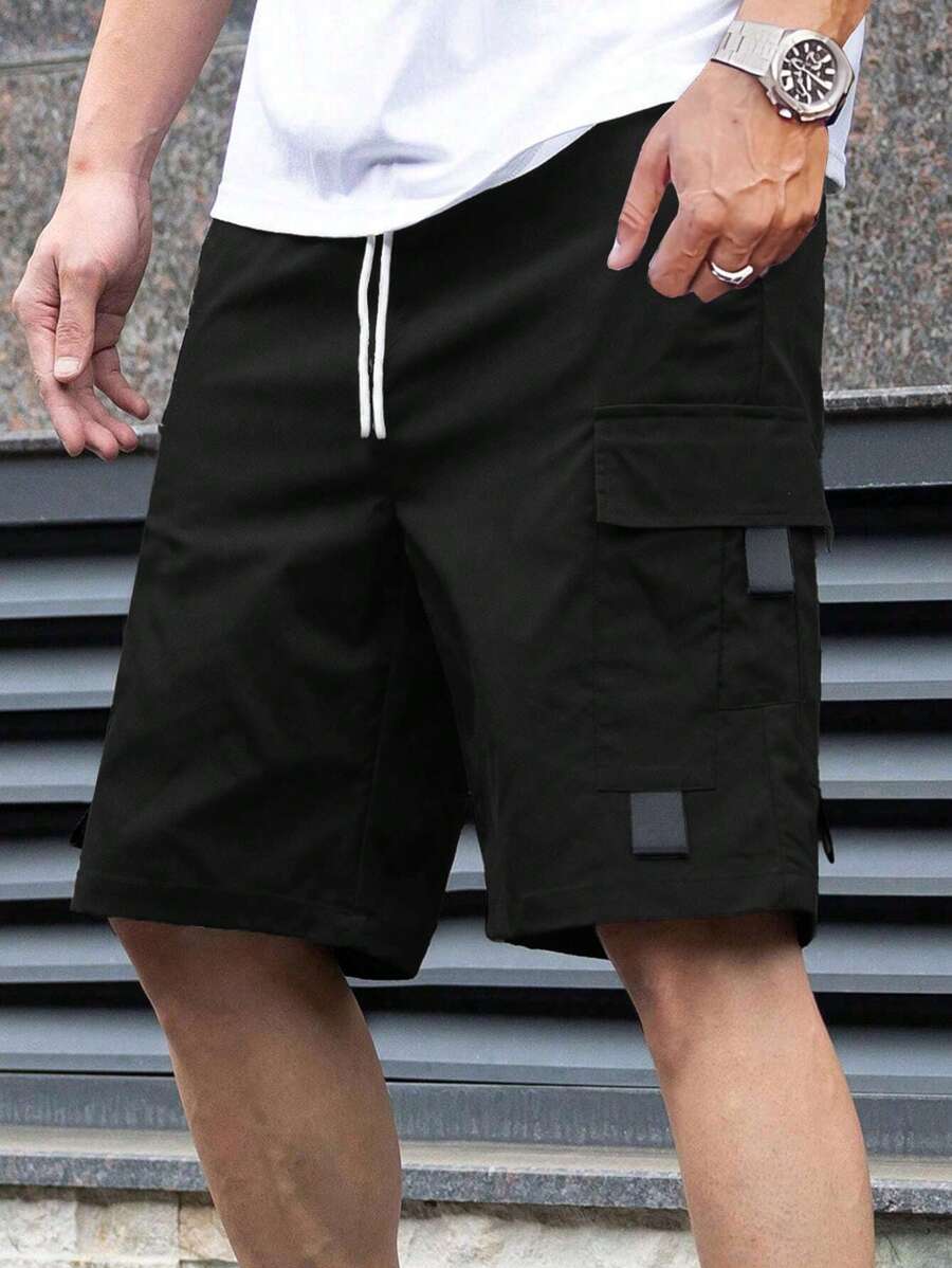 SHEIN Shorts casuales de carga grises para niños adolescentes, estilo deportivo de moda punk rock para salidas diarias, fiestas, festivales de música, adecuados para primavera/verano