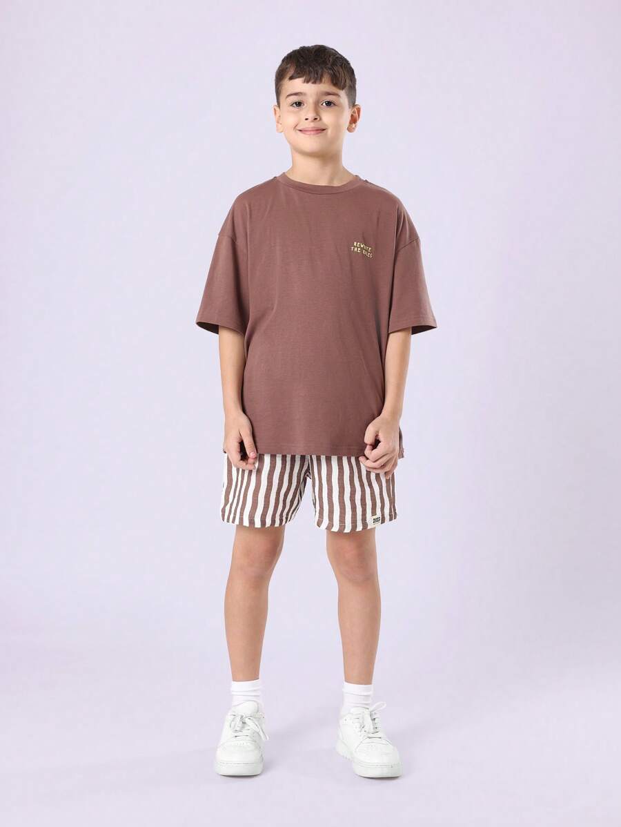 SUMWON Rewrite Style Summer T-Shirt Short Set Beach Vacation Holiday Outerwear Street Fashion Athletic Teen Daily Comfortable Cotton Blend Relaxed