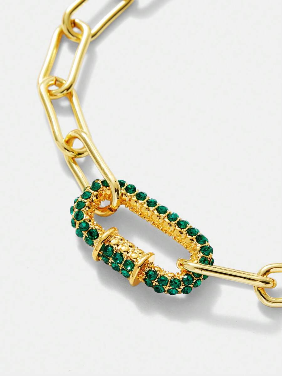 MOTF PREMIUM 18K GOLD PLATED CZ STONES CONNECTING CLASP CHAIN BRACELET, MINIMALIST STYLE