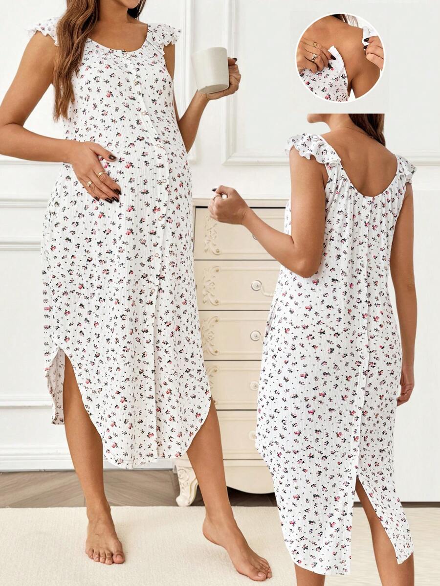 Modmama Bekleidung für Geburt und Entbindung Pyjama Pyjama-Kleid Loungewear Nachthemd Bademantel Nachtwäsche Unterwäsche & Nachtwäsche Pyjama Set
