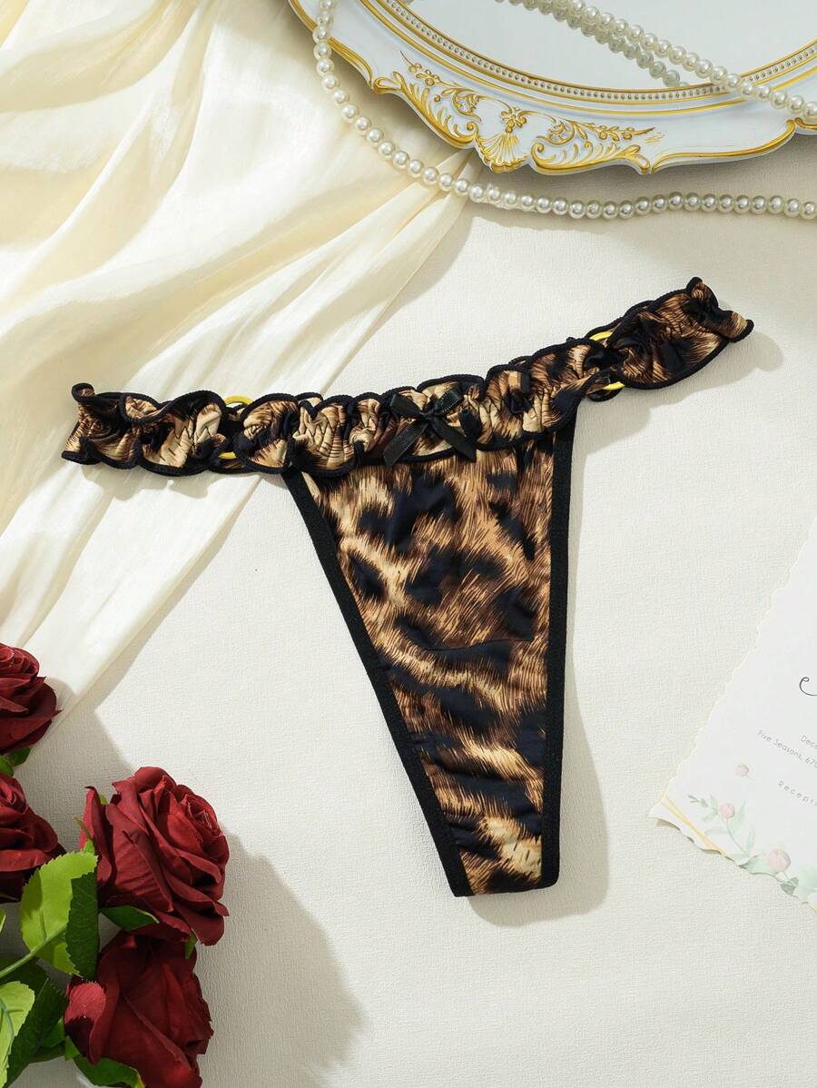 Tanga de mujer con estampado de leopardo, sexy y simple