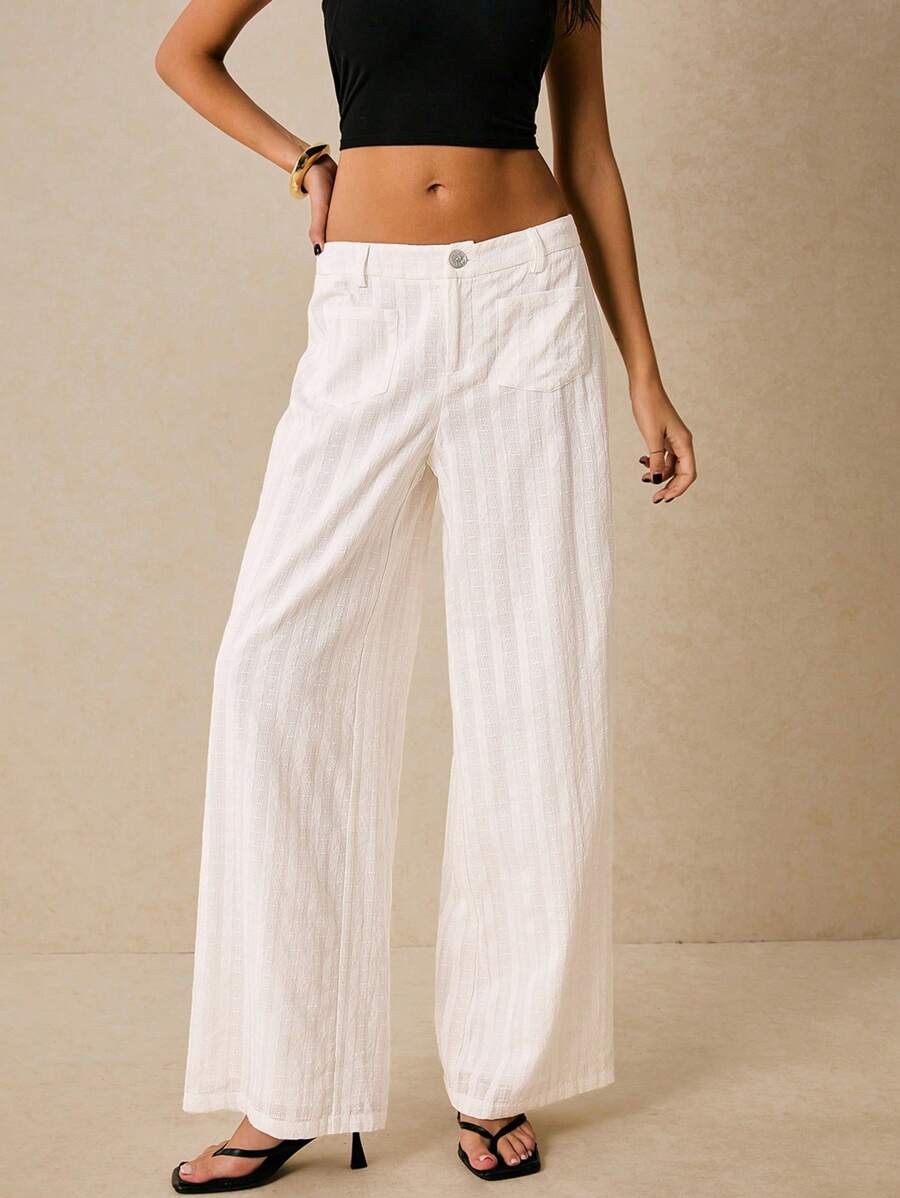 Poéselle Pantaloni casual casual donna a gamba dritta con tasche doppie, a tinta unita e vestibilità morbida