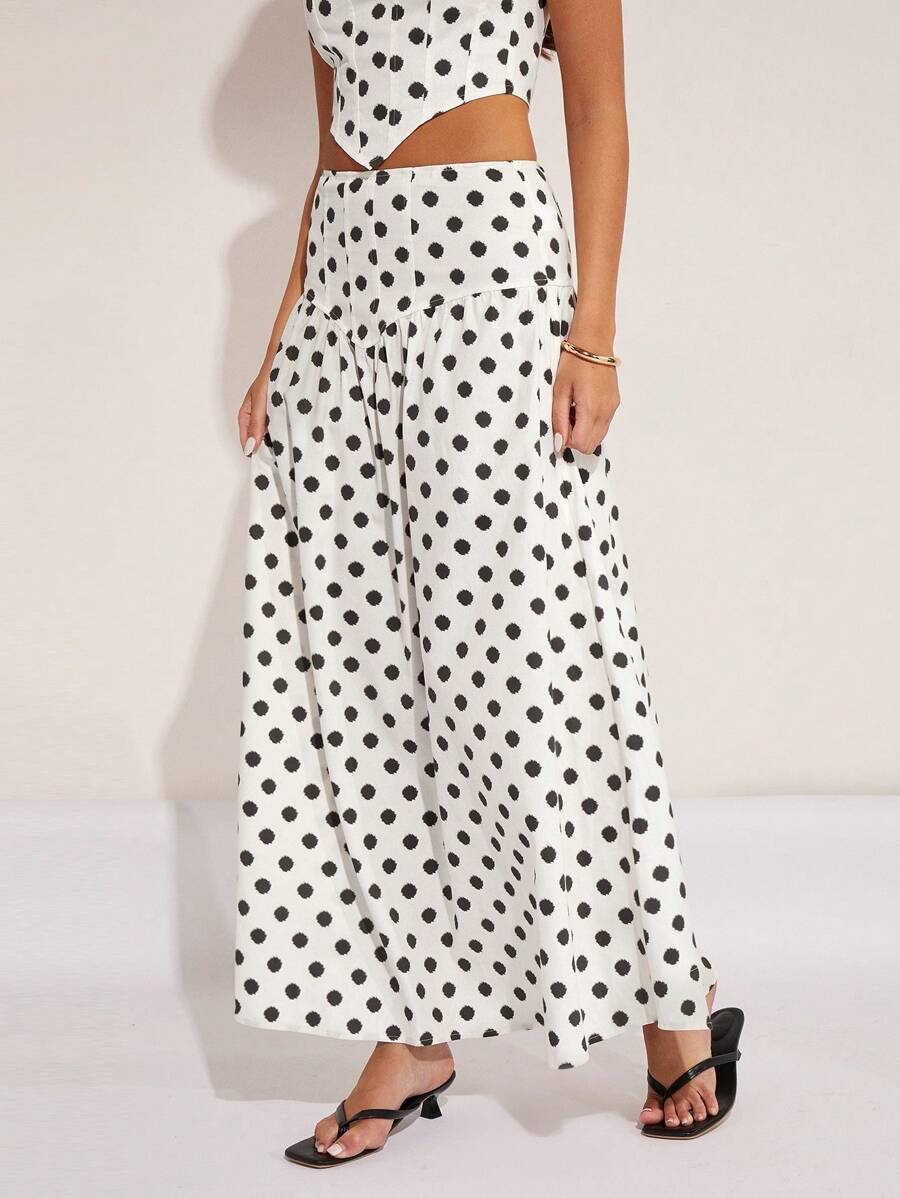 COSMINA Gonna a-line elegante con stampa a pois e cerniera sul retro per donna