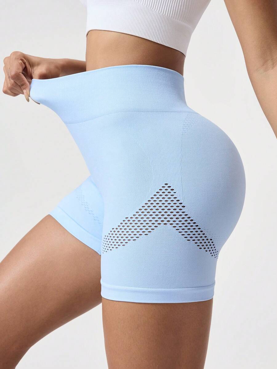 Seamluxe SHEIN Sport Einfarbige nahtlose perforierte High Waist Sporthosen