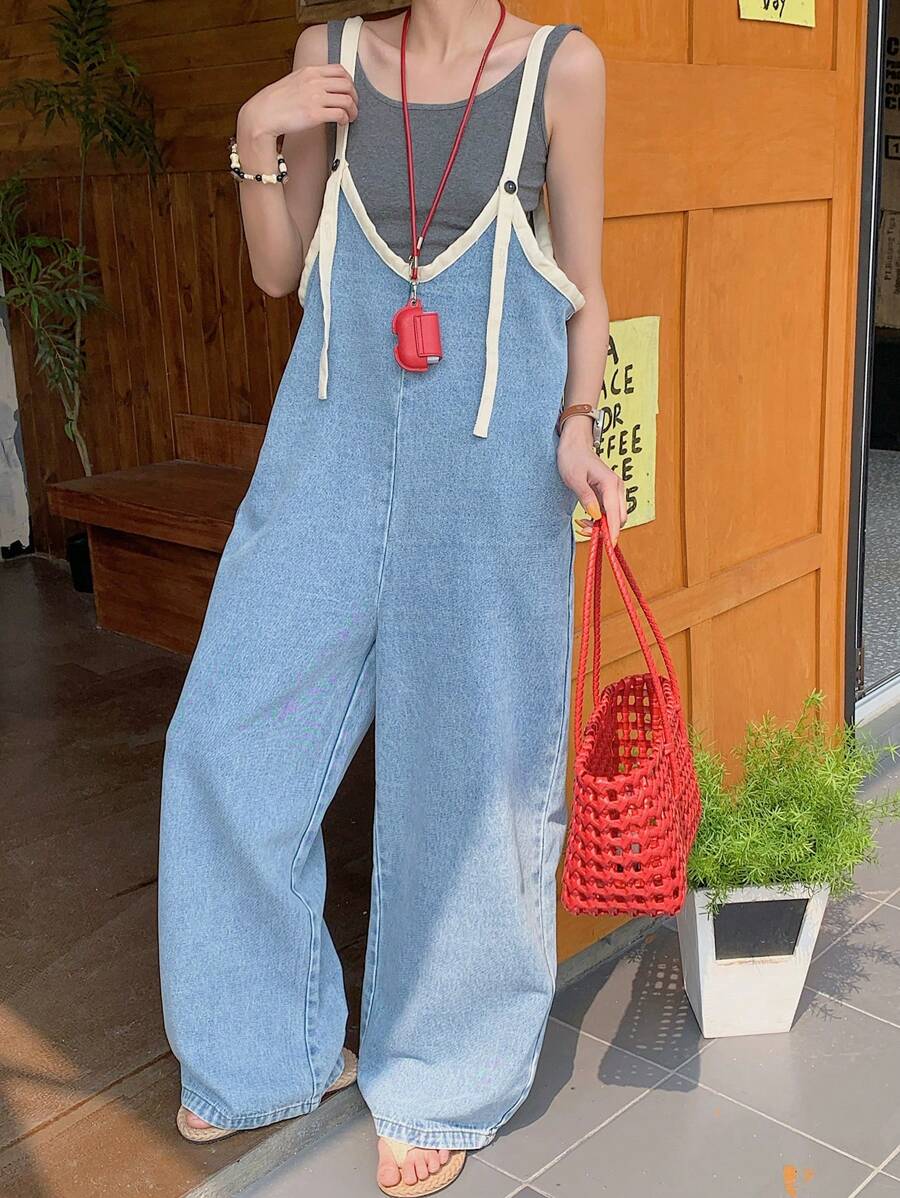 DAZY Tuta e salopette in jeans bicolore donna