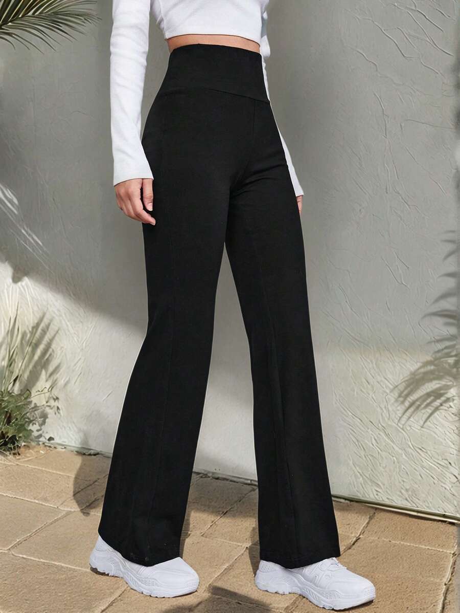SHEIN EZwear Pantalones acampanados de cintura ancha