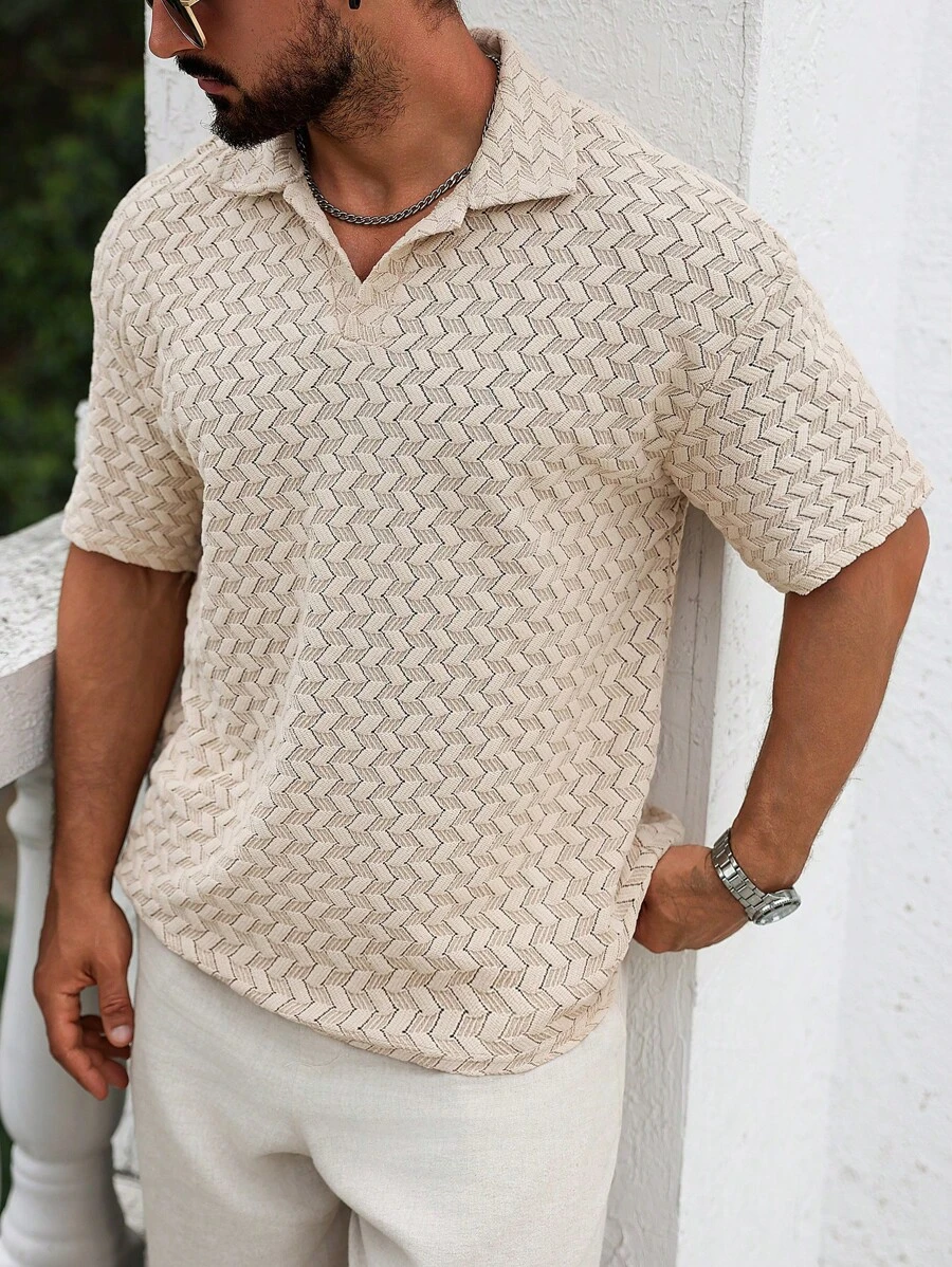 Manfinity Homme Camisa polo de manga corta casual/de negocios para hombre de verano