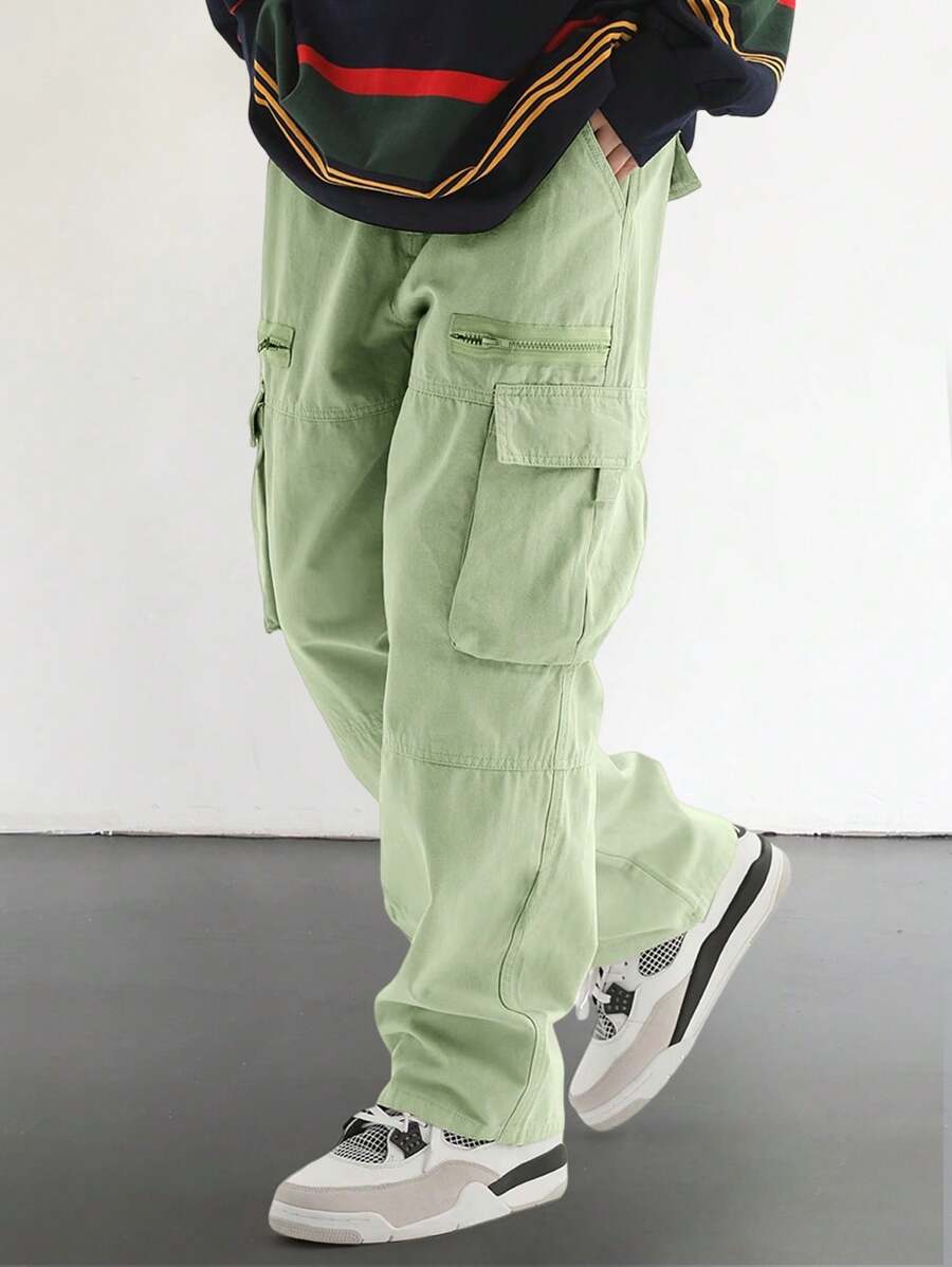 Manfinity EMRG Pantalones holgados de hombre con bolsillos laterales con solapa