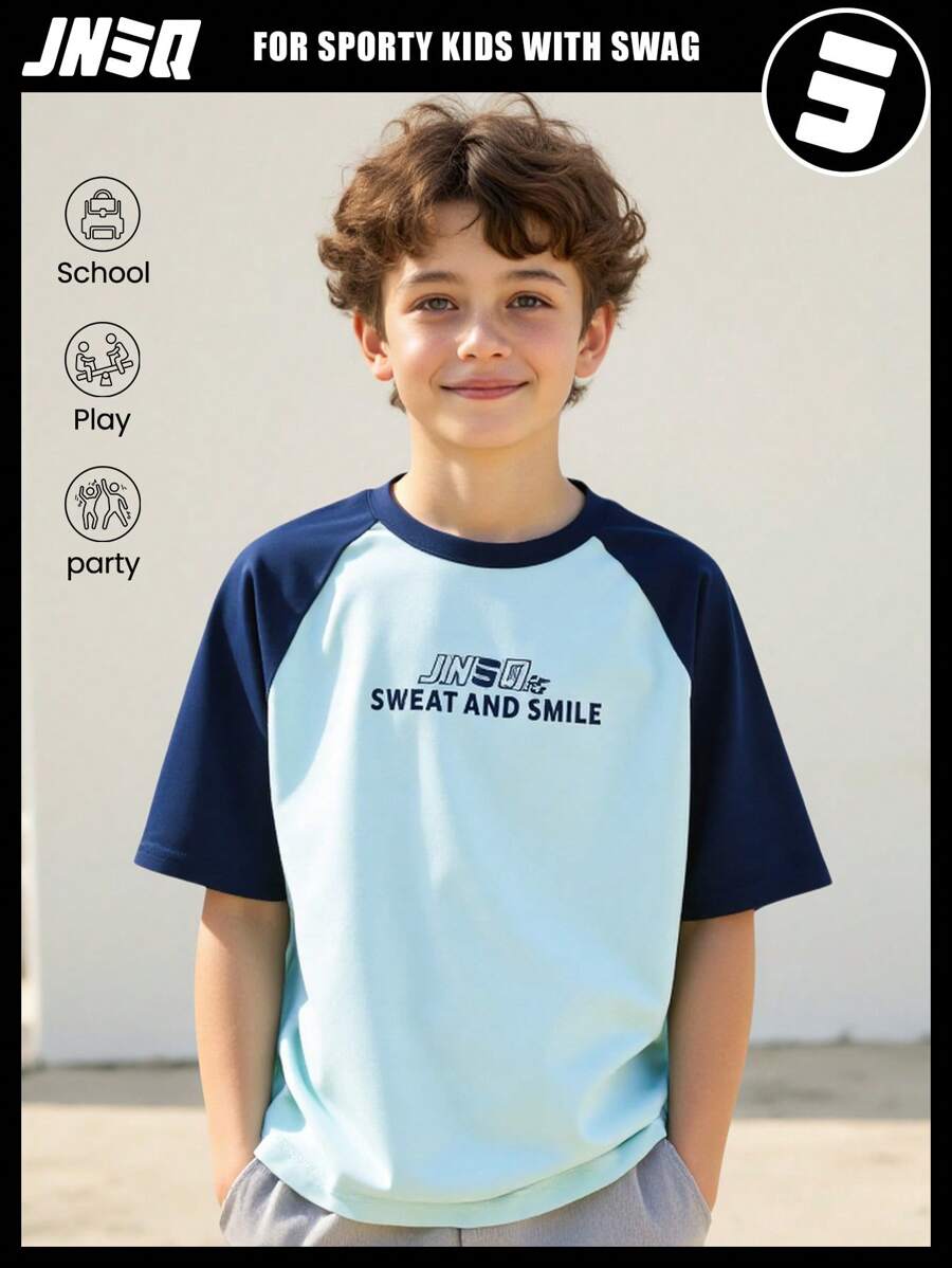 JNSQ Niños Camiseta casual de manga corta para deportes al aire libre, camiseta informal con cuello redondo y estampado de número divertido para ocio y deportes al aire libre
