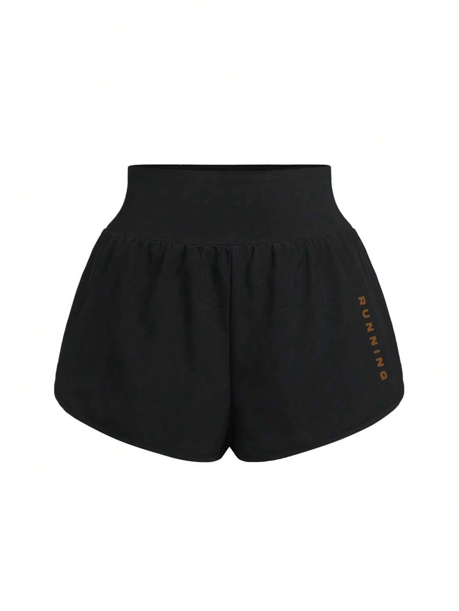 Women's Spring/Summer Casual Sports Running Faux 2-In-1 Printed Pattern Sports Shorts Sweater Shorts