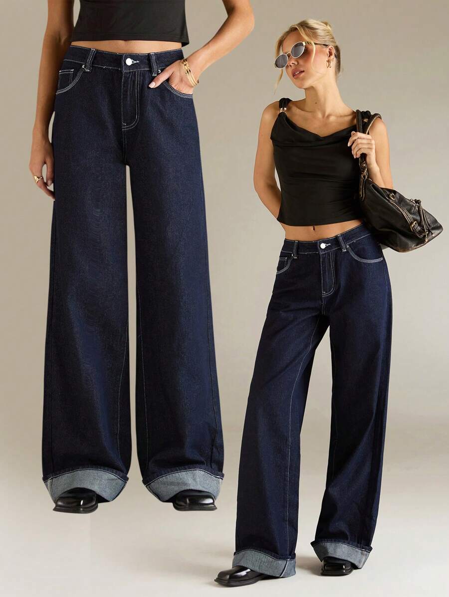 Avantive Sommerbekleidung für Frauen - Romantisch/Abschlussball/Formell/Geburtstag/90er Jahre/Business-Lässig/Elegant/Anzug/Ausflug/Mode/Lässig/Y2K-Kleidung/Club/Büro/Cocktail/Retro/Formung/Karnevals-Kleidung/Spaß/Elegant/Alter Stil/Streetwear/Urlaub/Country Sound Konzert/Arbeit/Einfach/Frühlingspause/Junggesellinnenabschied-Outfit/Konzert/Kumpel/Basic/Abschluss/Verwaschen Blau/Niedrig Taille/Locker/Gerade/Weites Bein/Cowgirl-Outfit/Jeans
