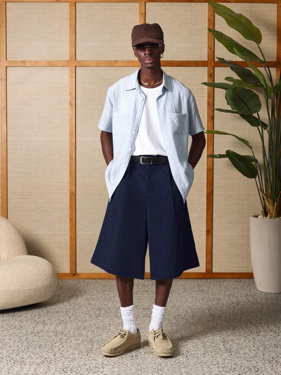 SUMWON Pantalones cortos plisados de pierna ancha para vacaciones de verano, estilo culotte de longitud hasta la rodilla, palazzo de cintura media, para uso casual, de fiesta, fresco y diario