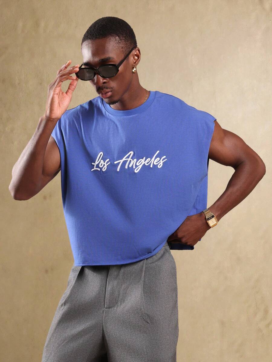 SUMWON Los Angeles Graphic Sleeveless Tank Top Boxy Fit Summer Casual Athletic Workout Muscle Tee Street Style Urban Fashion Sports Vest