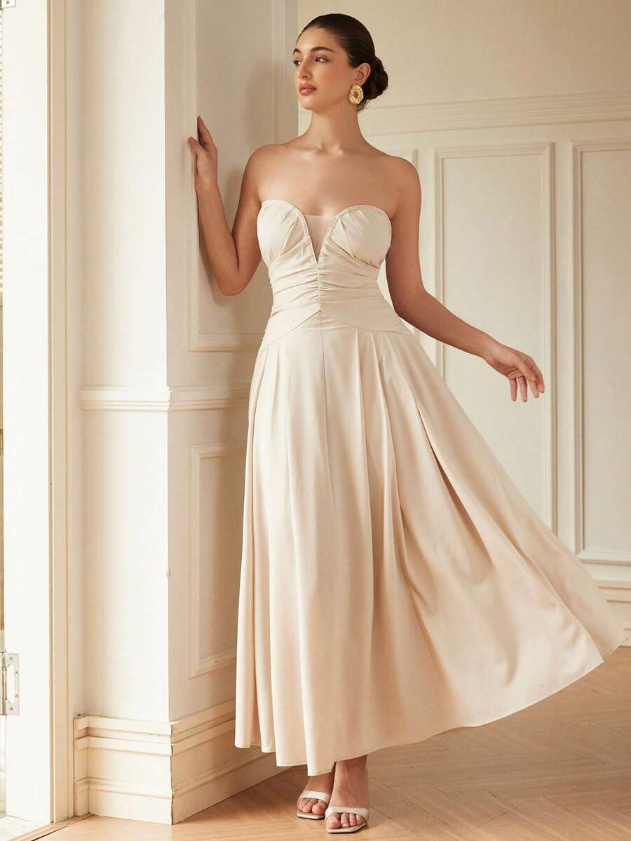 Aveloria Rosie Abito da donna in stile francese retrò romantico, scollo a V profondo a forma di cuore, in finta lino, senza maniche, con volant e orlo irregolare