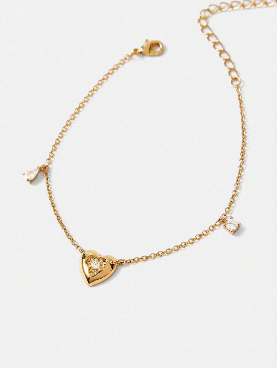 MOTF PREMIUM 18K GOLD PLATED HEART PENDANT BRACELET