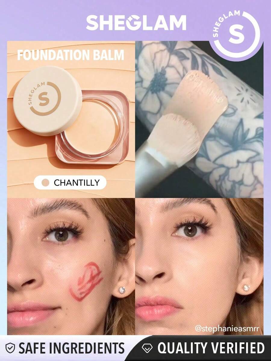 SHEGLAM Foundation Met Volledige Dekking Balsem-Chantilly Langdurige, Vlekkeloze, Hydraterende Foundation Olie-Controlerende Kleurcorrector Concealer Porieloze Dekking Vlekvrije, Niet-Vette, Niet-Klonterende, Gladder Uitziende CrèMefoundation -Uitverkoop Kerstcadeau Foundation Afstuderen Verjaardag Vakantie Zomer Herfst Y2K Chique Mode Vrouwen Make-Up Cosmetica Feest Strand Reizen Kamperen Buiten School Campus Uitstapje Festivals Decoratie Cadeau Geschenk Roos Meisje Cosplay Beste Kleur Charme Sfeer